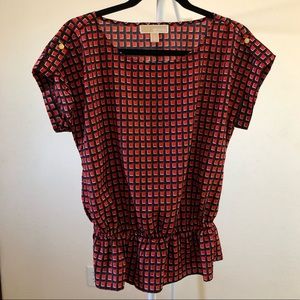 Michael Kors Short Sleeve Print Top